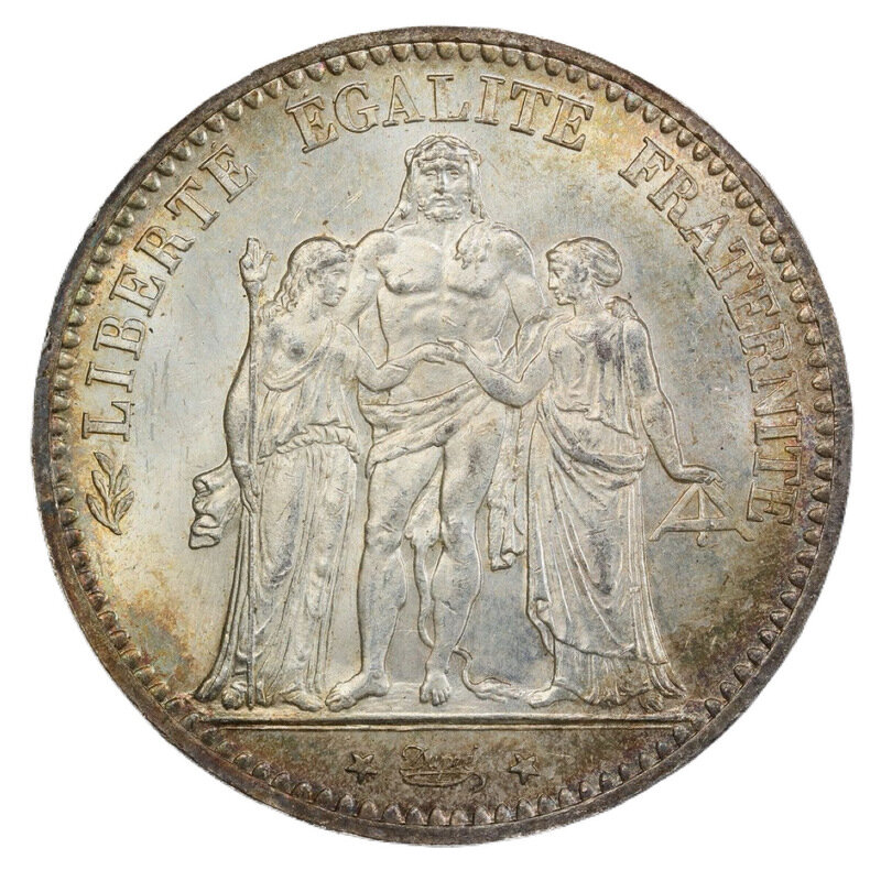 ヘラクレス 5フラン銀貨 1873年銘A(MS63)