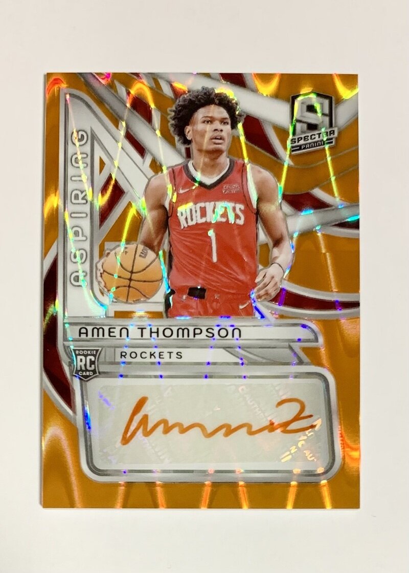 2023-24 Panini Spectra Basketball Aspiring Autographs Orange 1/15(Jersey Number!)10 Amen Thompson, Houston Rockets