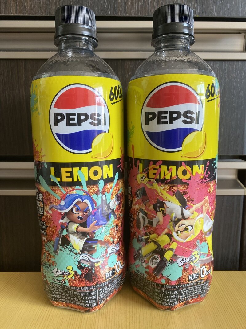 サントリー ペプシ〈生〉BIG ZERO LEMON スプラトゥーン3 塗られちゃったボトル PET600ml 2024年8月下旬数量限定発売【全2種】