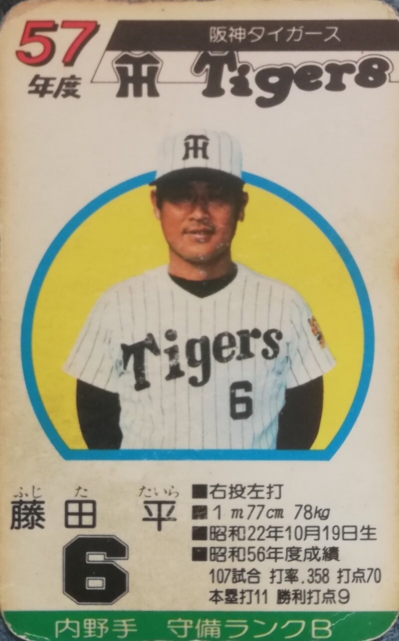 タカラ　57年度　阪神タイガース　藤田平