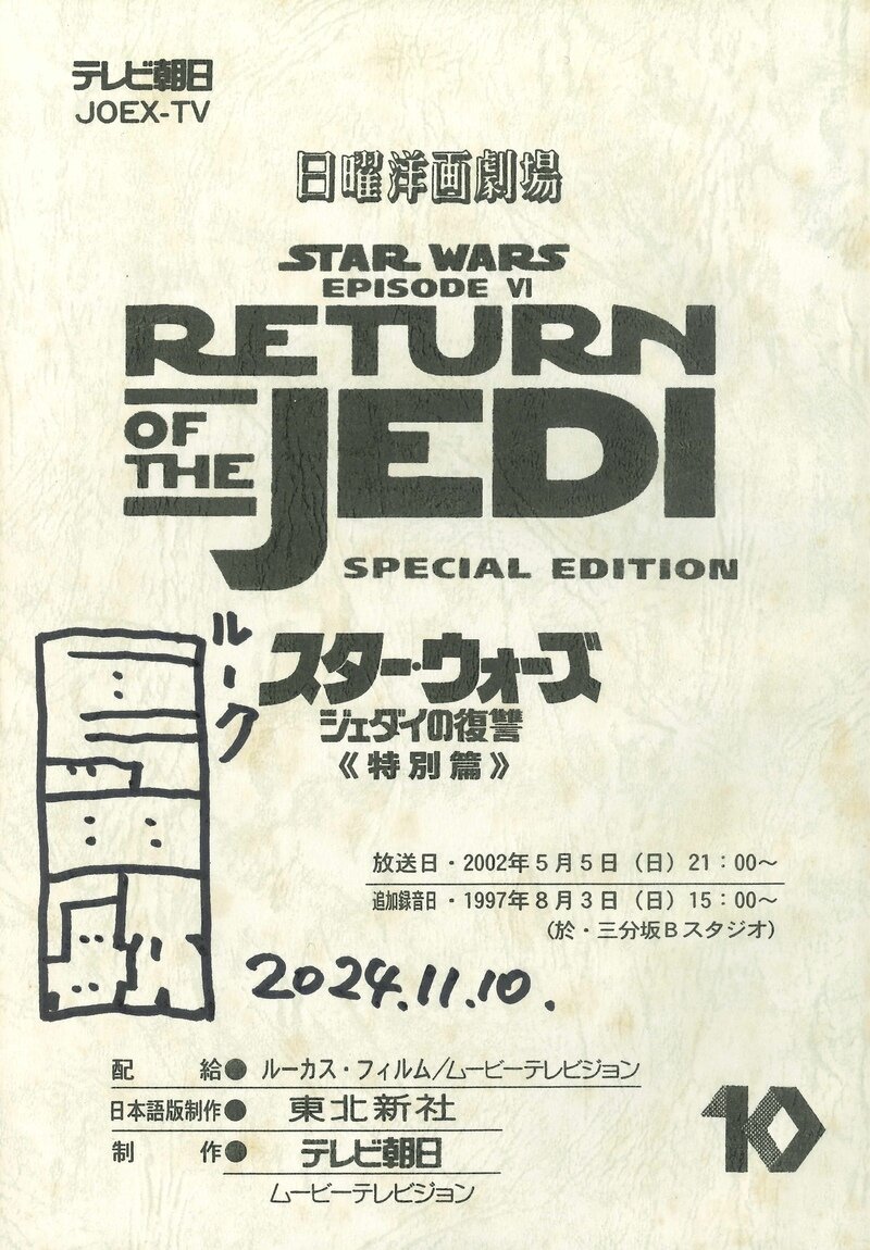 『スター・ウォーズ／ジェダイの復讐《特別篇》 』の日本語吹替版台本（島田敏さんの直筆サイン入り）