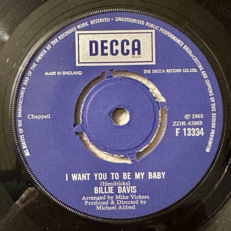 BILLIE DAVIS / I WANT YOU TO BE MY BABY / IT'S OVER