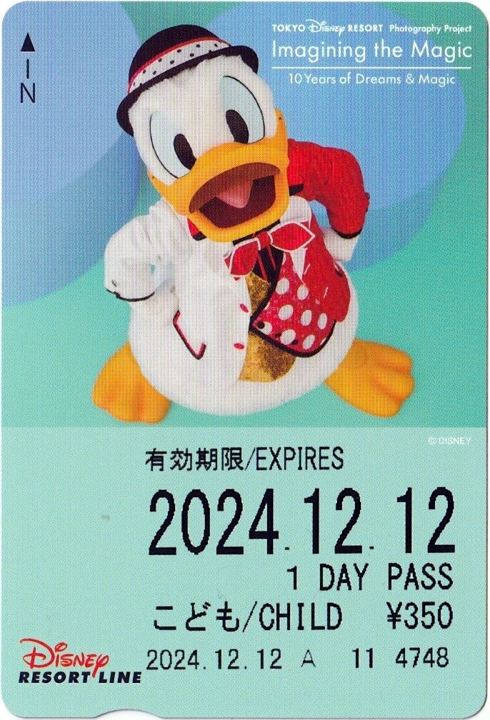 2024年12月12日 ディズニーリゾートライン - 東京ディズニーリゾート・フォトグラフィープロジェクト イマジニング・ザ・マジック - フリーきっぷ (未使用)