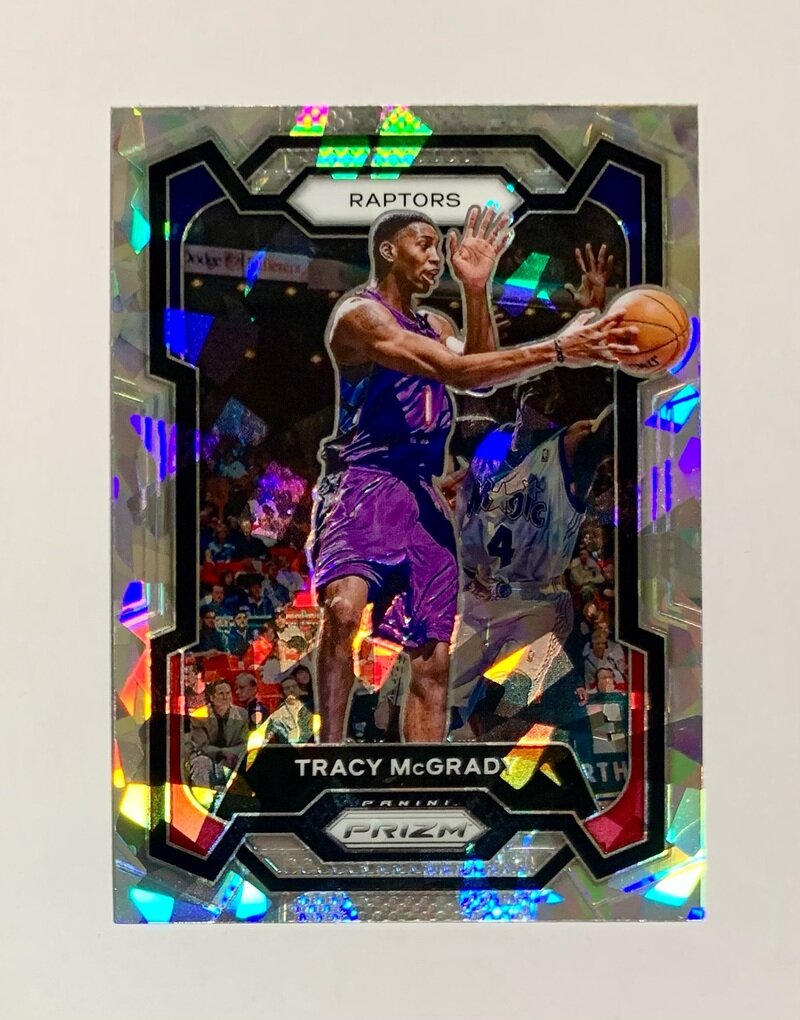 2023-24 Panini Prizm Basketball Base crack ice 196 Tracy McGrady, Toronto Raptors