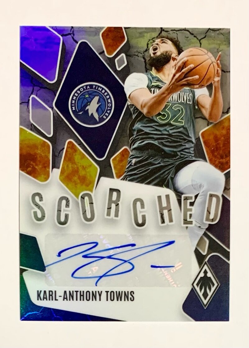 2023-24 Panini Phoenix Basketball Scorched Signatures 9 Karl-Anthony Towns - Minnesota Timberwolves #/99