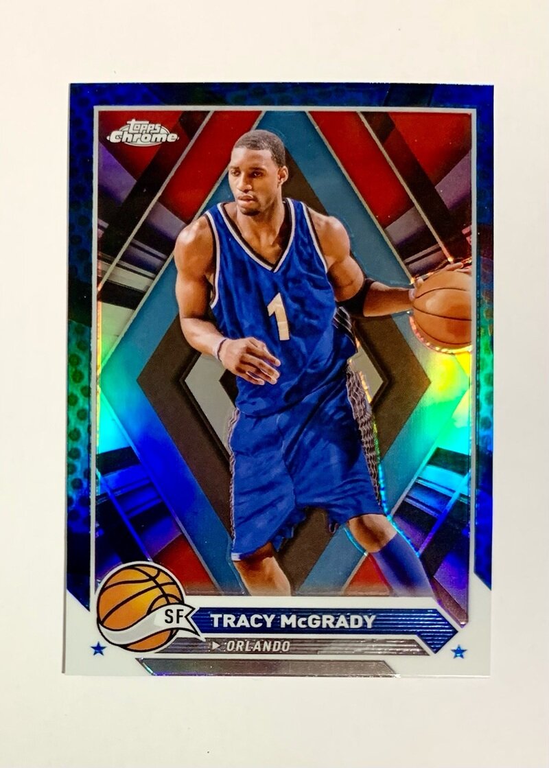 2023-24 Topps Chrome Basketball base Blue Basketball Refractor Tracy Mcgrady - Orlando Magic