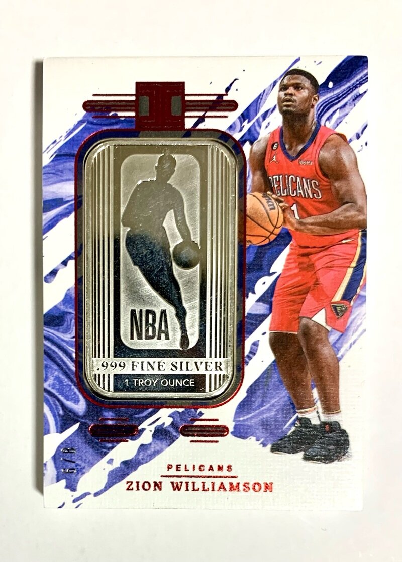 2023-24 Panini Impeccable Basketball Silver NBA Logo International – /8 32 Zion Williamson, New Orleans Pelicans