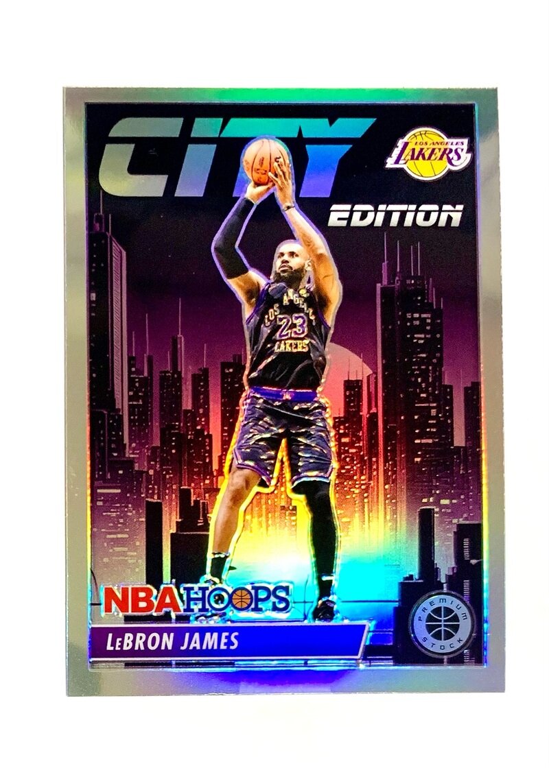 2023-24 NBA Hoops Premium Stock Basketball City Edition Silver Prizm 15 LeBron James - Los Angeles Lakers